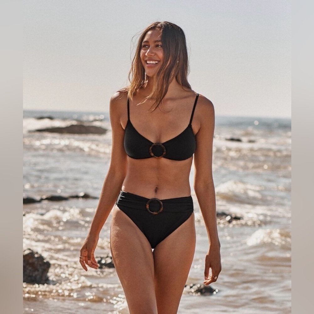 NWT SUMMERSALT The Ribbed Wanderlust Sea Urchin Black Bikini Swim Size 20